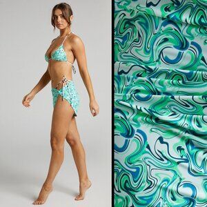 VDM Ziggy Mint Marble Bottoms & Skirt ✦ Reversible Dot ✦ Tie-Side Bikini Coverup